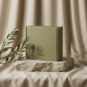Natural box on stone podium