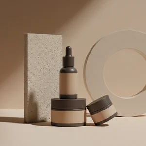 Elegant dark cosmetic bottles