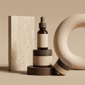 Minimalist skincare on stone