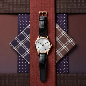 Classic timepiece on patterned ties