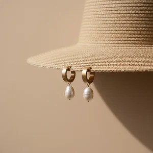 Elegant Pearl Earrings & Basket