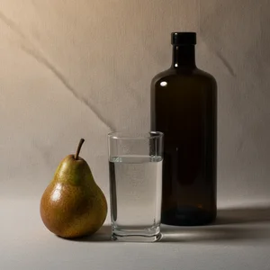 Rustic Still Life: Wine & Pear