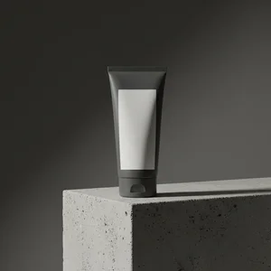 Sleek black skincare tube