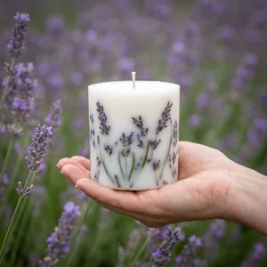 Lavender harvest pillar candle