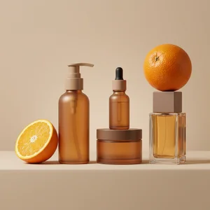 Citrus skincare collection on beige
