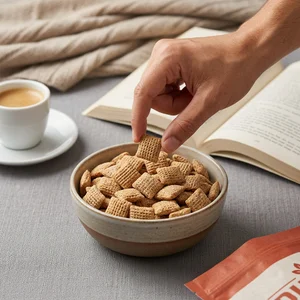 Cozy morning cereal and coffee