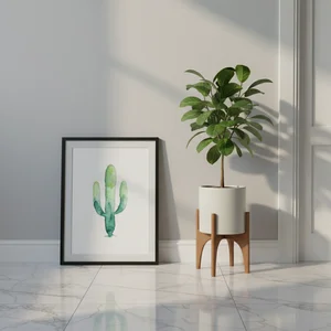 Minimalist plant decor scene