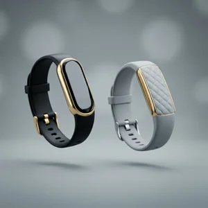 Elegant fitness trackers on gray