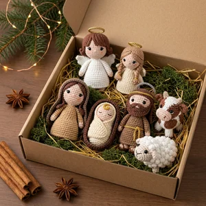 Festive Crochet Nativity Box