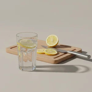 Refreshing lemon water scene