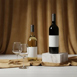Elegant wine bottles and glasses