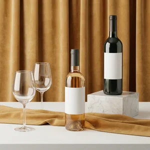 Elegant wine bottles and glasses