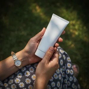 Relaxing with skincare outdoors