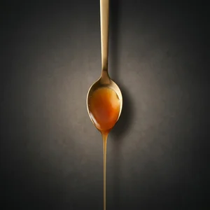 Moody caramel drip on gold