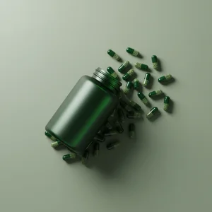 Herbal Green Capsules Spill