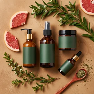 Natural skincare flat lay