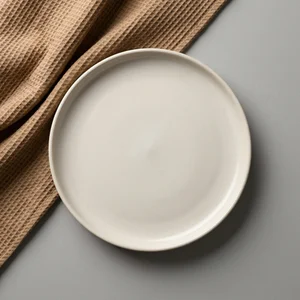 Modern beige plate flat lay