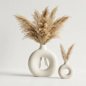 Minimalist vases with pampas grass
