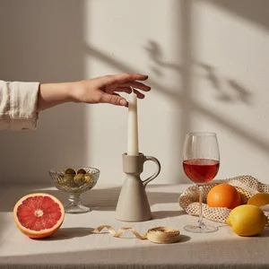 Cozy evening dinner setting