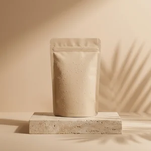 Minimalist pouch on travertine stone