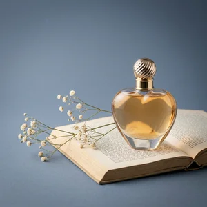 Elegant perfume on vintage book