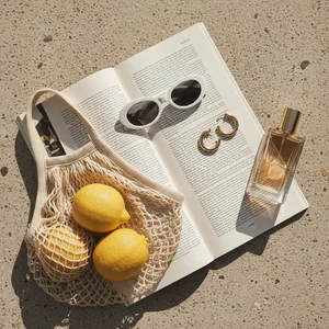 Beach Day Essentials Flat Lay