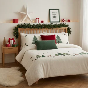 Cozy Christmas embroidered bedding set