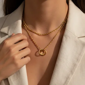 Layered gold necklace style