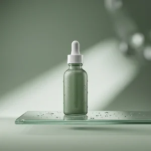 Fresh green serum on glass