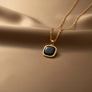 Chic Gold Necklace with Black Pendant