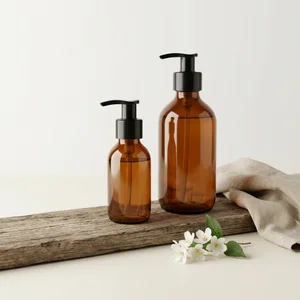 Natural skincare on rustic wood