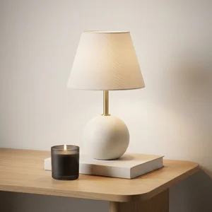 Warm evening lamp and candle