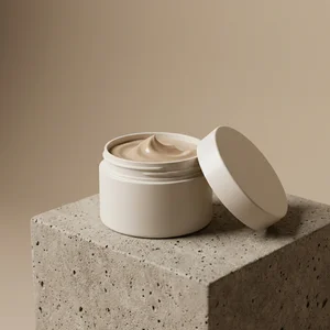 Minimalist cream jar on stone