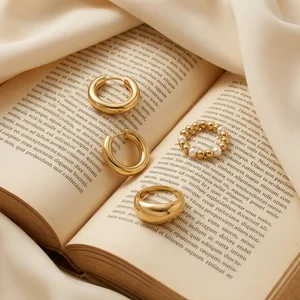 Vintage gold jewelry on old book