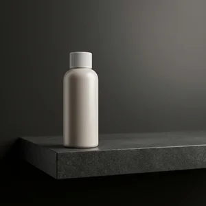 Minimalist bottle on dark stone