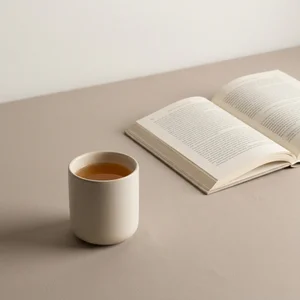 Cozy reading moment with tea