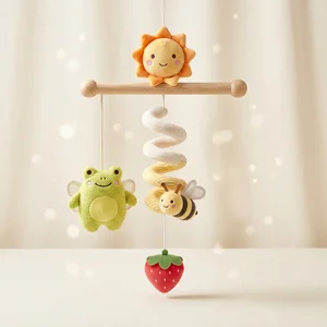Playful baby mobile on fabric