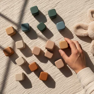 Pastel wooden toy blocks
