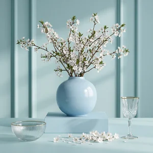 Elegant cherry blossoms in blue
