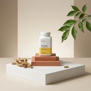 Natural supplement on wooden plinth