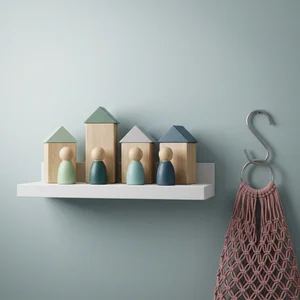 Modern nursery shelf styling