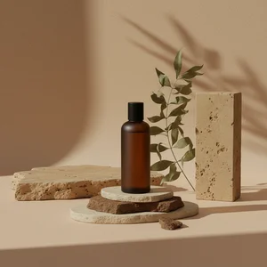Organic skincare on stone