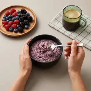 Healthy berry breakfast scene