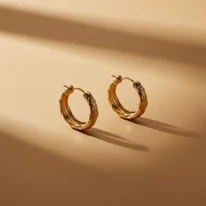 Textured gold hoop earrings