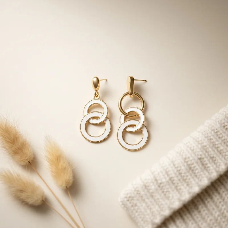 Elegant gold and white earrings