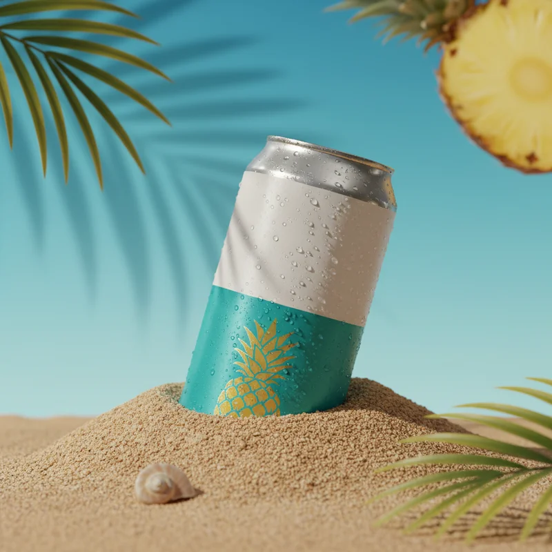 Tropical pineapple drink on beach