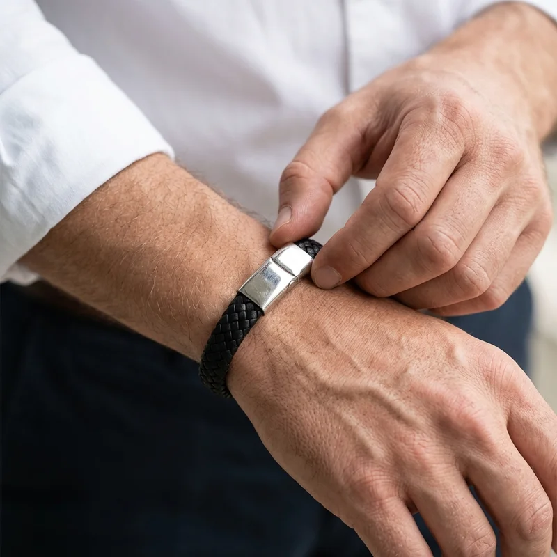 Stylish Men's Leather Bracelet