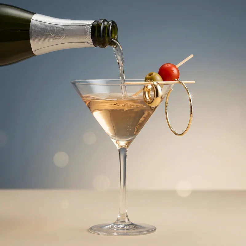 Gold earrings as cocktail garnish