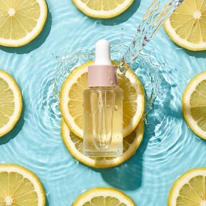 Fresh lemon serum on water