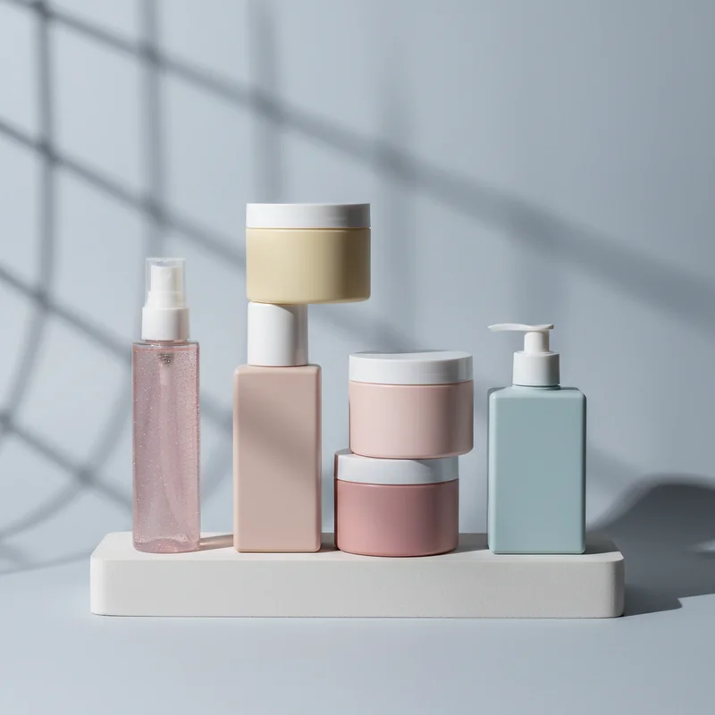 Colorful beauty product collection